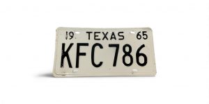 1965 TEXAS LICENSE PLATE KFC 786 LICENSE PLATE