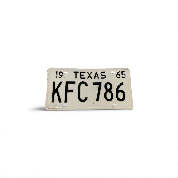 1965 TEXAS LICENSE PLATE KFC 786 LICENSE PLATE