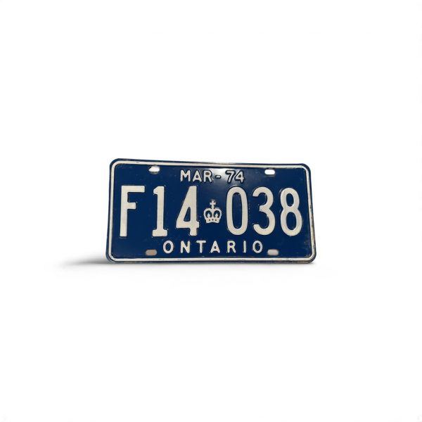 1974 ONTARIO LICENSE PLATE F14 038