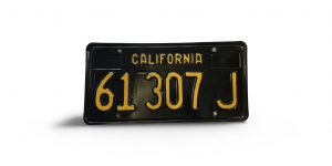 CALIFORNIA LICENSE PLATE 61 307 J