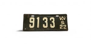 1922 WISCONSIN LICENSE PLATE 9133 4-DIGIT LOW NUMBER