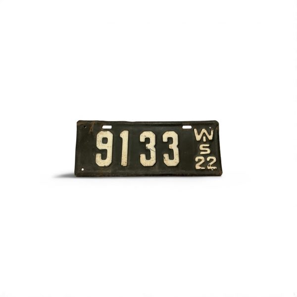 1922 WISCONSIN LICENSE PLATE 9133 4-DIGIT LOW NUMBER