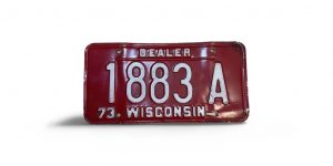 1973 WISCONSIN DEALER LICENSE PLATE 1883 A