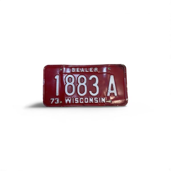 1973 WISCONSIN DEALER LICENSE PLATE 1883 A
