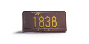 WISCONSIN ANTIQUE LICENSE PLATE LOW NUMBER 1838