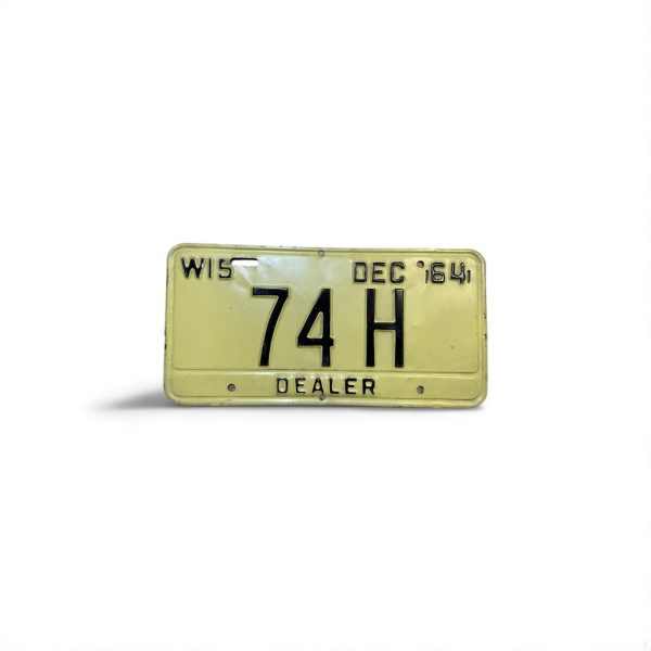 1964 WISCONSIN DEALER LICENSE PLATE 2-DIGIT LOW NUMBER 74 H
