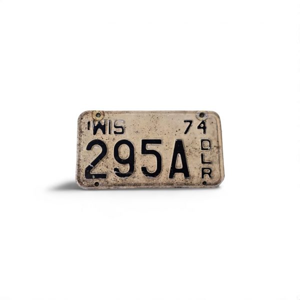 1974 WISCONSIN MOTORCYCLE DEALER LICENSE PLATE 295 A 3-DIGIT