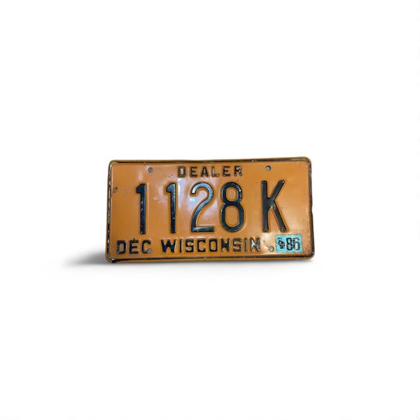 1986 WISCONSIN DEALER LICENSE PLATE 1128 K