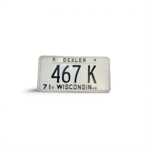 1971 WISCONSIN DEALER LICENSE PLATE 467 K