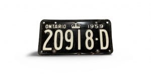 1959 ONTARIO LICENSE PLATE 20918 D CANADA