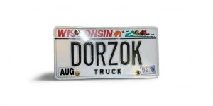 2002 WISCONSIN VANITY LICENSE PLATE DORZOK NAME