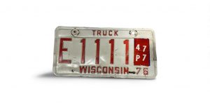 1976 WISCONSIN LICENSE PLATE E 1111 TRUCK (2 OF 2) SEE THE OTHER IF LOOKING FOR PAIR