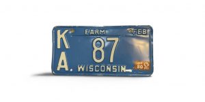 1980 WISCONSIN LICENSE PLATE 87 2-DIGIT LOW NUMBER FARM