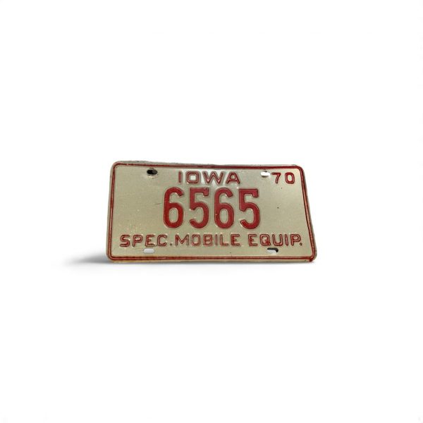 1070 IOWA LICENSE PLATE 6565 REPEATING NUMBERS SPECIAL MOBILE EQUIPMENT