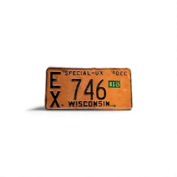1981 WISCONSIN SPECIAL UX LICENSE PLATE LOW NUMBER 746 EX