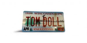 2014 WISCONSIN VANITY LICENSE PLATE COLLECTOR TOM DOLL