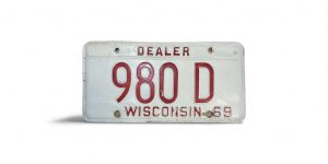 1969 WISCONSIN DEALER LICENSE PLATE 980 D
