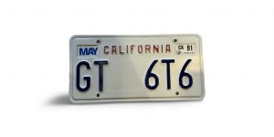 1991 CALIFORNIA VANITY LICENSE PLATE GT 6T6 66