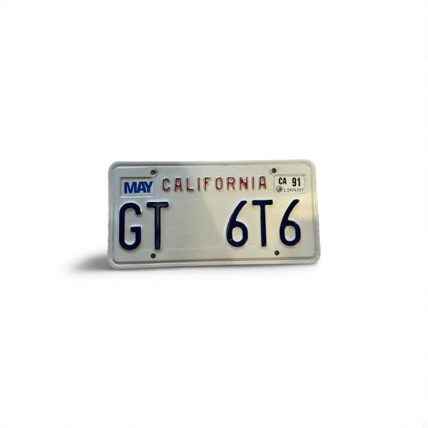 1991 CALIFORNIA VANITY LICENSE PLATE GT 6T6 66