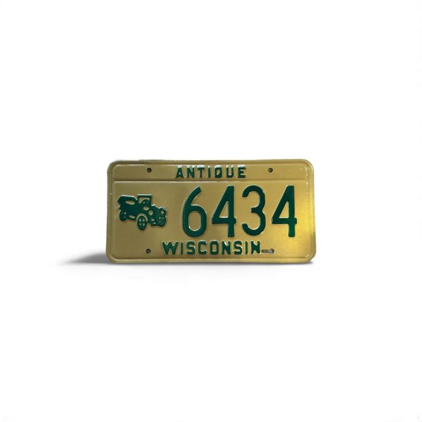 WISCONSIN ANTIQUE LICENSE PLATE LOW NUMBER 6434