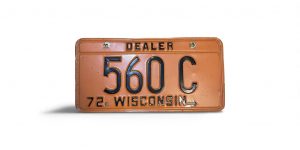 1972 WISCONSIN DEALER LICENSE PLATE 560 C