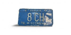 1978 WISCONSIN DEALER LICENSE PLATE LOW NUMBER 8 CH 1-DIGIT