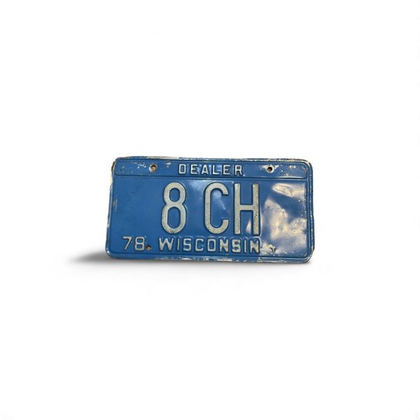 1978 WISCONSIN DEALER LICENSE PLATE LOW NUMBER 8 CH 1-DIGIT