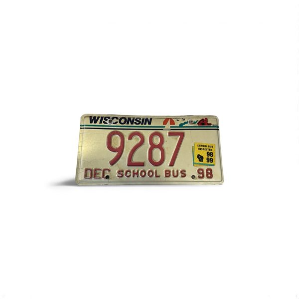 1998 WISCONSIN LICENSE PLATE SCHOOL BUS 9287