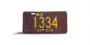 WISCONSIN ANTIQUE LICENSE PLATE LOW NUMBER 1334