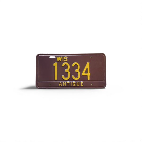 WISCONSIN ANTIQUE LICENSE PLATE LOW NUMBER 1334