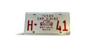 1983 TEXAS LICENSE PLATE LOW NUMBER H 41 ANTIQUE AUTO