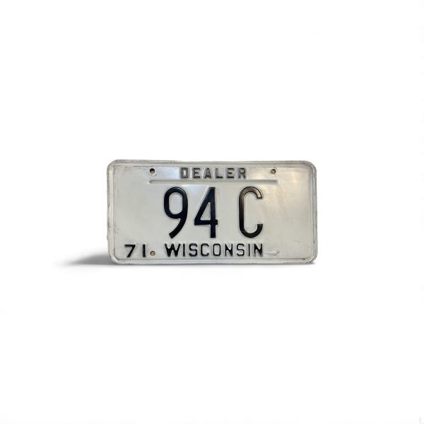 1971 WISCONSIN LICENSE PLATE 94 C 2-DIGIT LOW NUMER DEALER