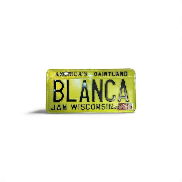 1986 WISCONSIN VANITY LICENSE PLATE BLANCA BOTTOM RIGHT STICKER