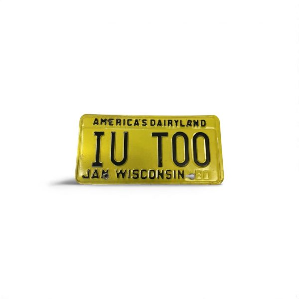 1988 WISCONSIN LICENSE PLATE VANITY IU TOO