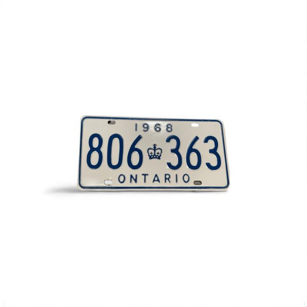 1968 ONTARIO LICENSE PLATE 806 363
