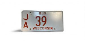 WISCONSIN LOW NUMBER BUS LICENSE PLATE 39 2-DIGIT BUS