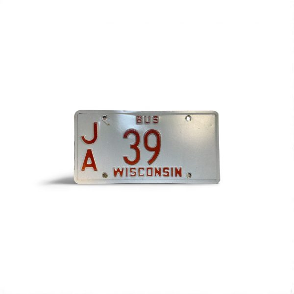 WISCONSIN LOW NUMBER BUS LICENSE PLATE 39 2-DIGIT BUS