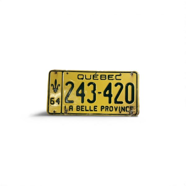 1964 QUEBEC CANADA 243 420 LA BELLE PROVINCE LICENSE PLATE CANADIAN