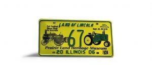2006 ILLINOIS LICENSE PLATE LOW NUMBER 67 LAND OF LINCOLN? PRAIRIE LAND HERITAGE MUSEUM
