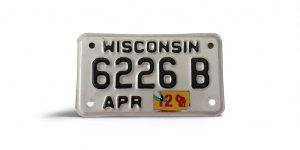 2012 WISCONSIN 6226 MOTORCYCLE LICENSE PLATE