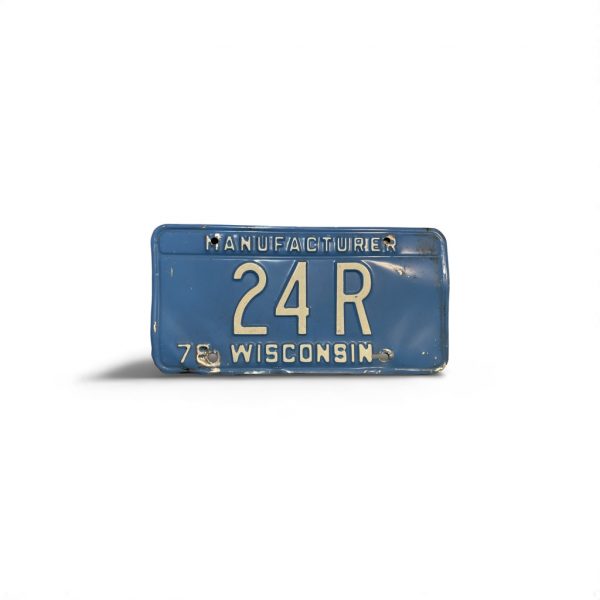 1978 WISCONSIN LOW NUMBER MANUFACTURER 2-DIGIT LICENSE PLATE 24R