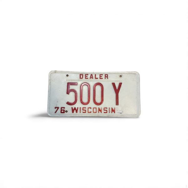 1976 WISCONSIN DEALER LICENSE PLATE 500 Y