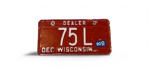 1980 WISCONSIN DEALER LICENSE PLATE LOW NUMBER 75 L