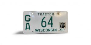 1992 WISCONSIN TRACTOR LOW NUMBER LICENSE PLATE 64 2-DIGIT