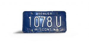 1975 WISCONSIN DEALER LICENSE PLATE 1078 U