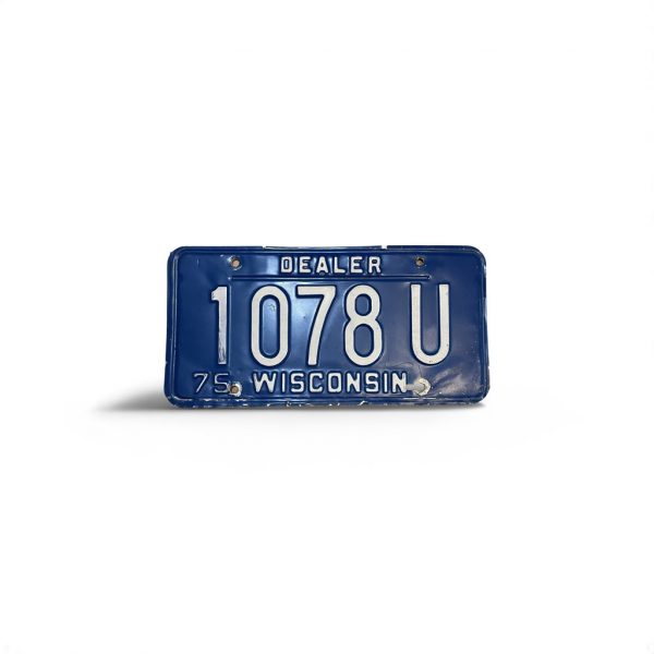 1975 WISCONSIN DEALER LICENSE PLATE 1078 U