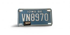 1986 IOWA MOTORCYCLE LICENSE PLATE VN8970
