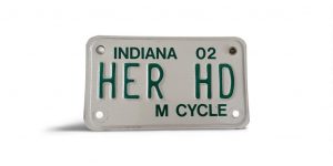 2002 INDIANA VANITY MOTORCYCLE LICENSE PLATE HER HD HARLEY DAVIDSON MOTORCYCLES