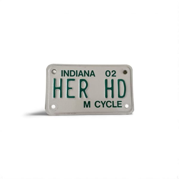 2002 INDIANA VANITY MOTORCYCLE LICENSE PLATE HER HD HARLEY DAVIDSON MOTORCYCLES