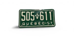 1957 QUEBEC 505 611 LICENSE PLATE